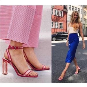 ZARA Pink & Clear Acrylic Block Heels